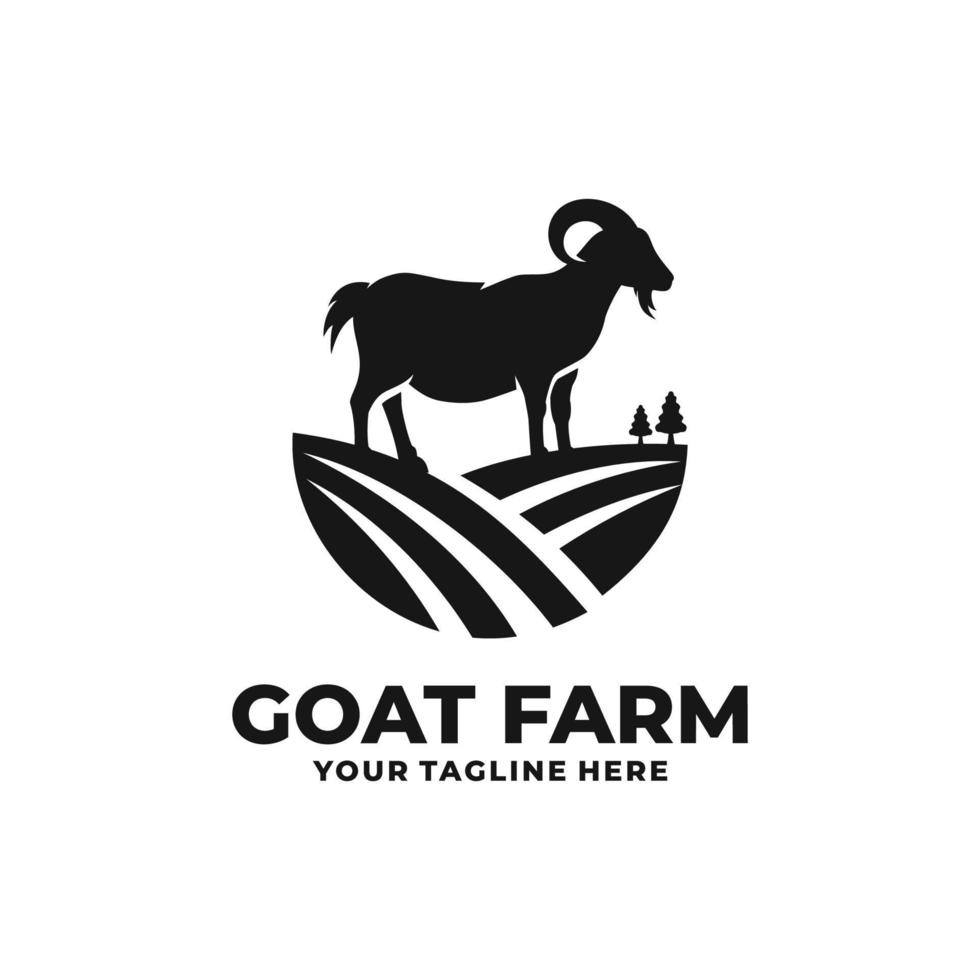 vetor de logotipo de fazenda de cabra. logotipo da fazenda de gado
