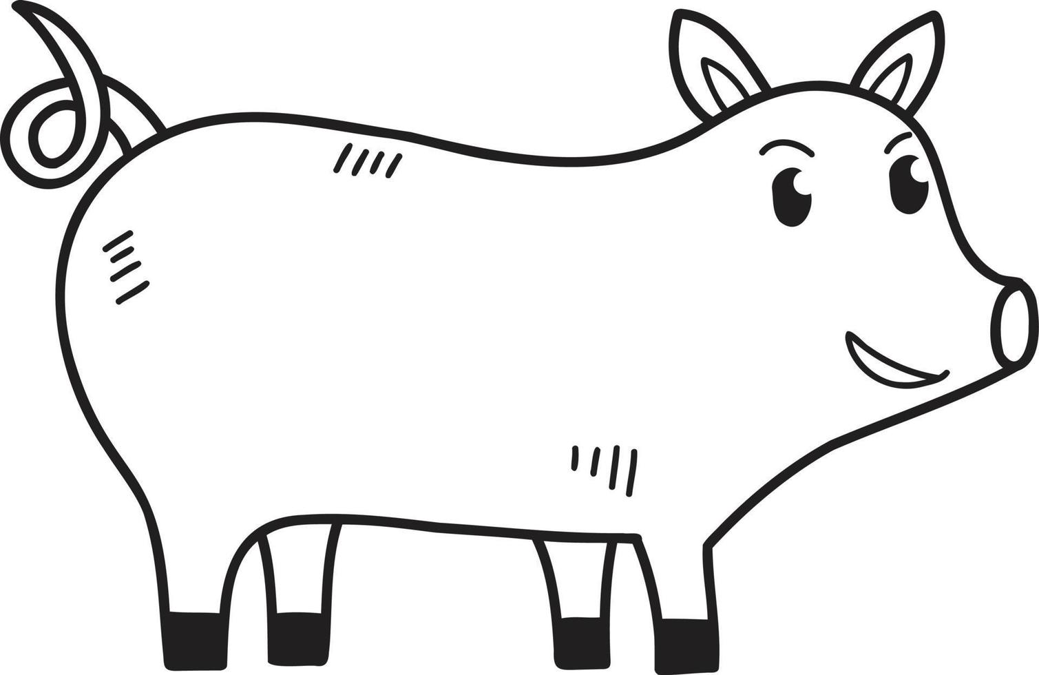 ilustração de porco fofo desenhada de mão vetor
