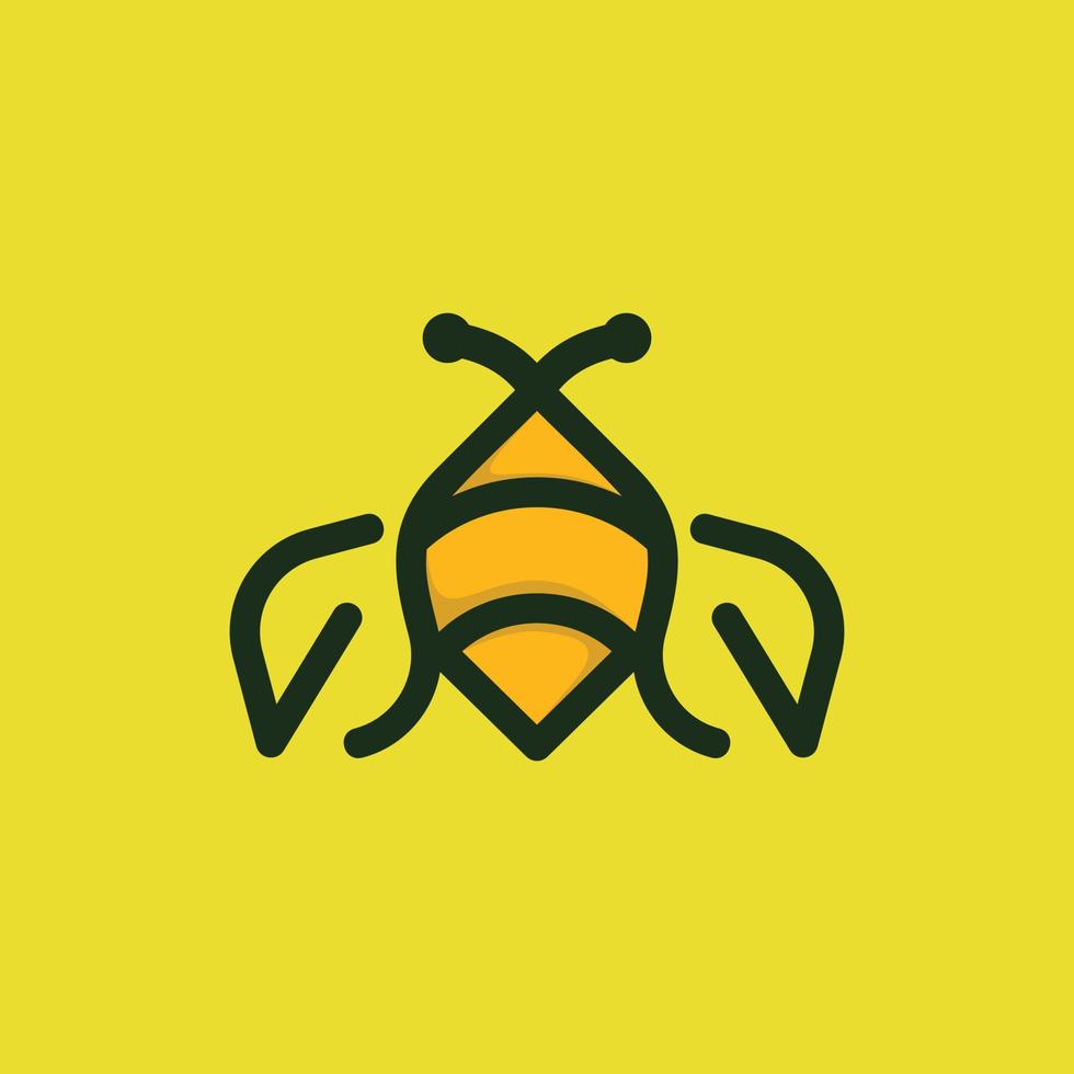 logotipo criativo moderno de linha de folha de abelha vetor