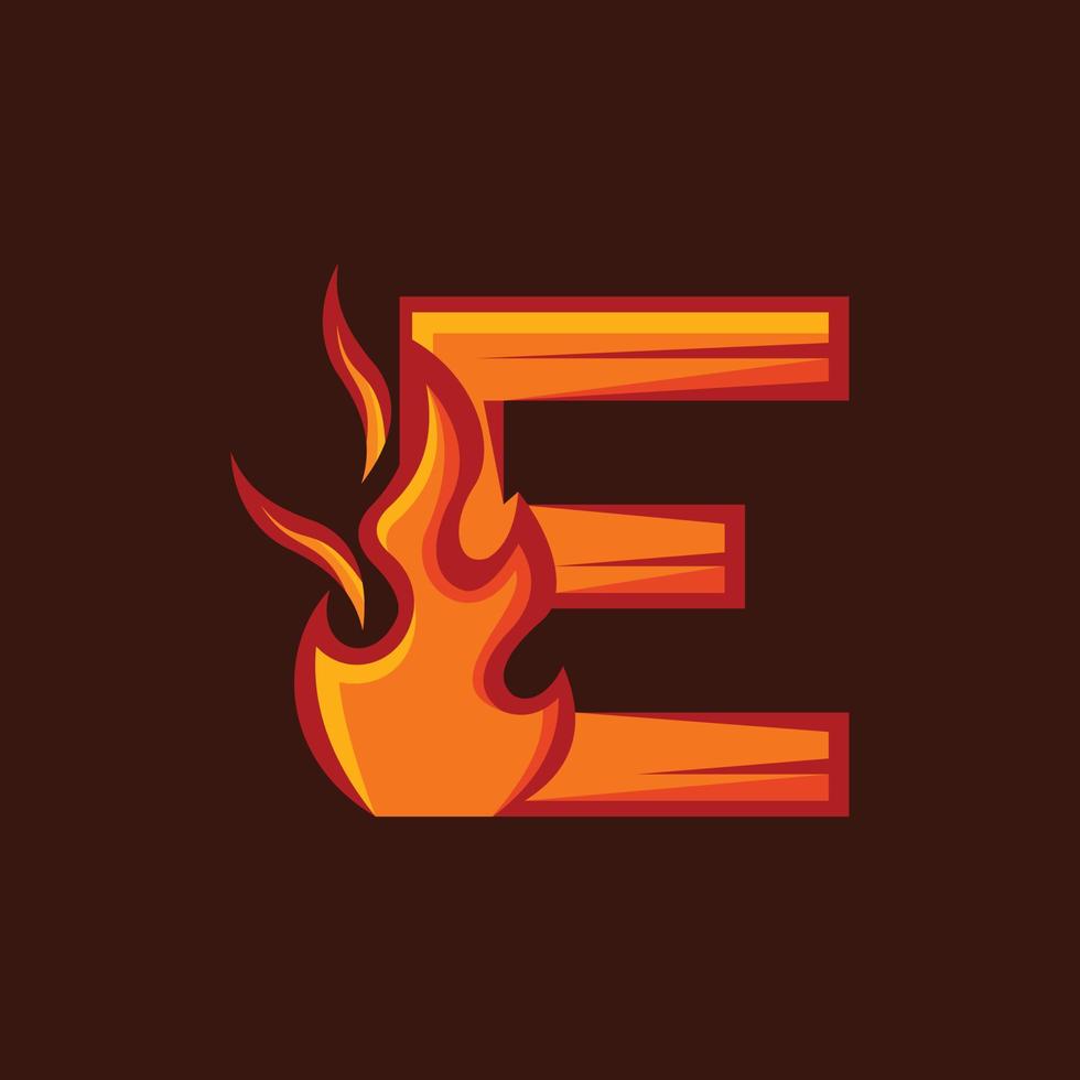 letra e queimar fogo abstrato logotipo criativo vetor