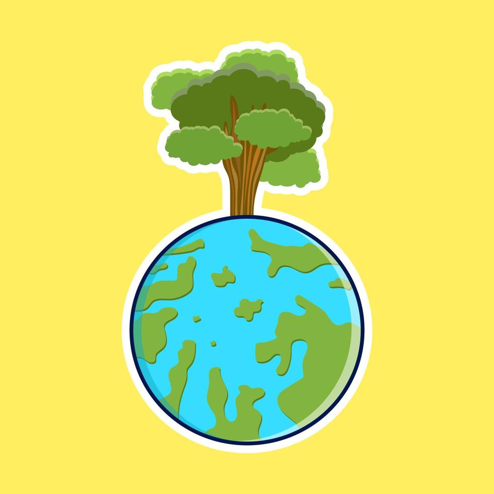 terra e árvore para ilustração de design de ícone de meio ambiente vetor