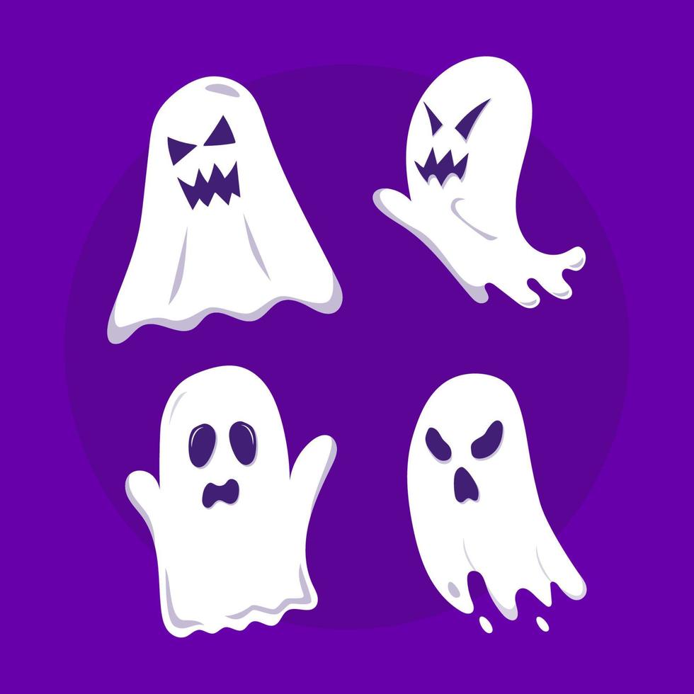 coleção de design plano de fantasma de halloween vetor