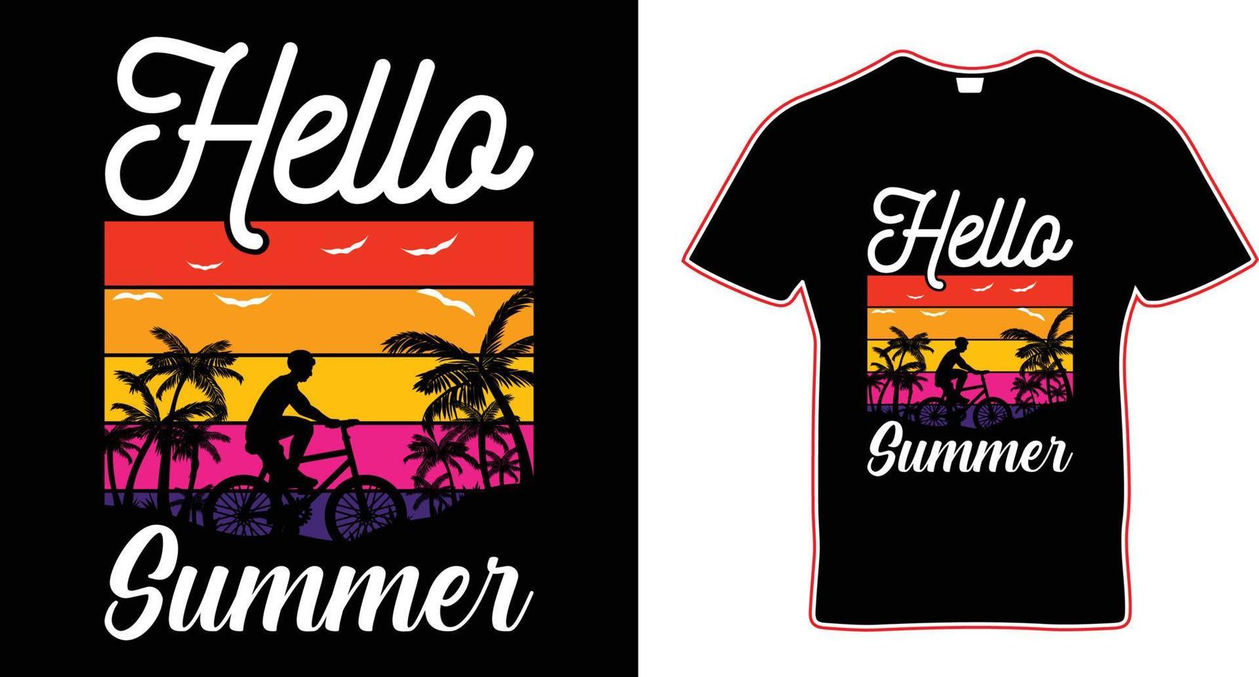 olá design de camiseta de verão vetor