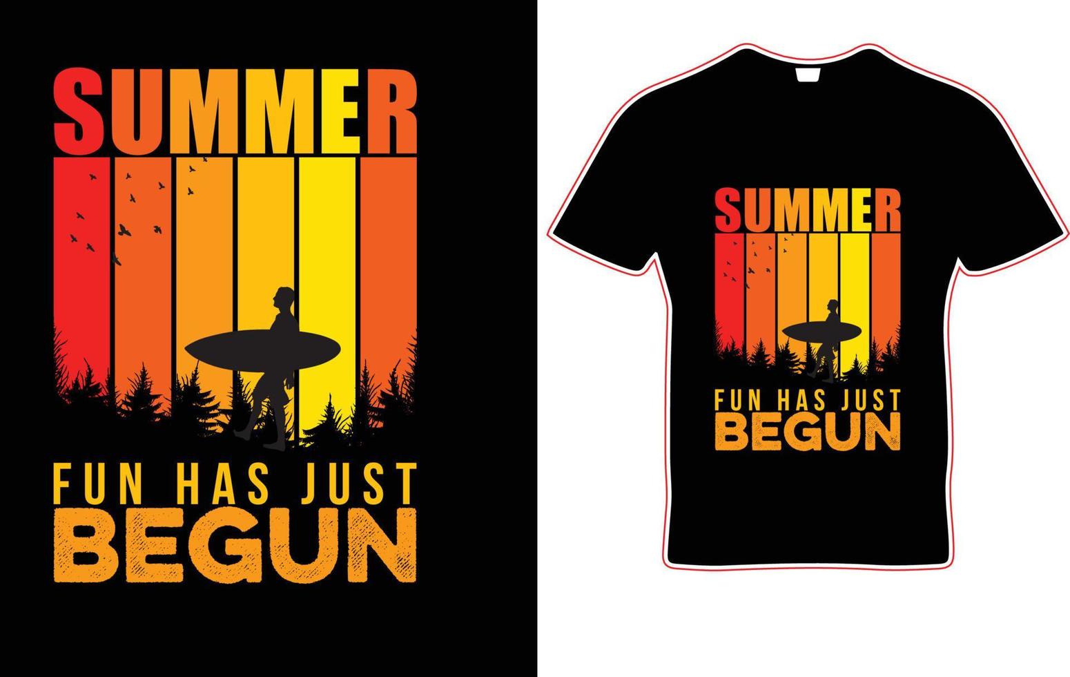 diversão de verão acaba de começar o design da camiseta. vetor