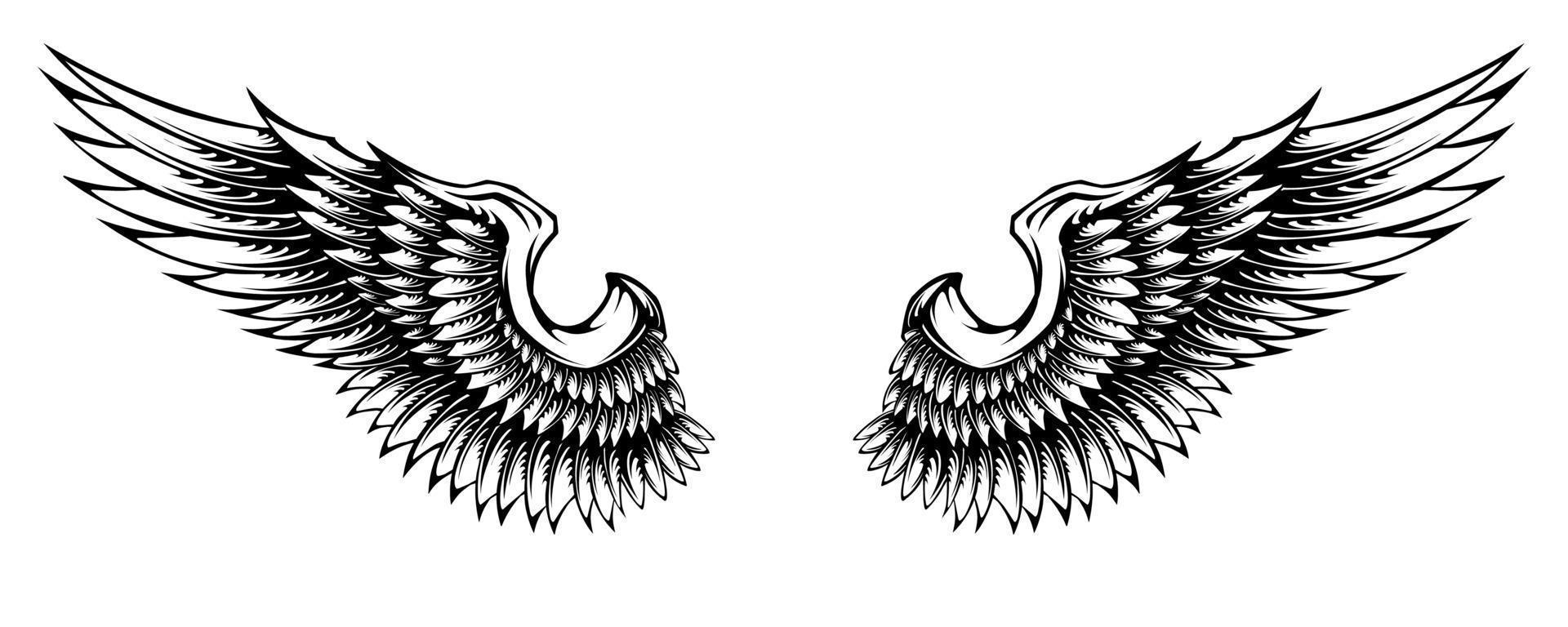 vetor de design de tatuagem de asa de anjo logotipo