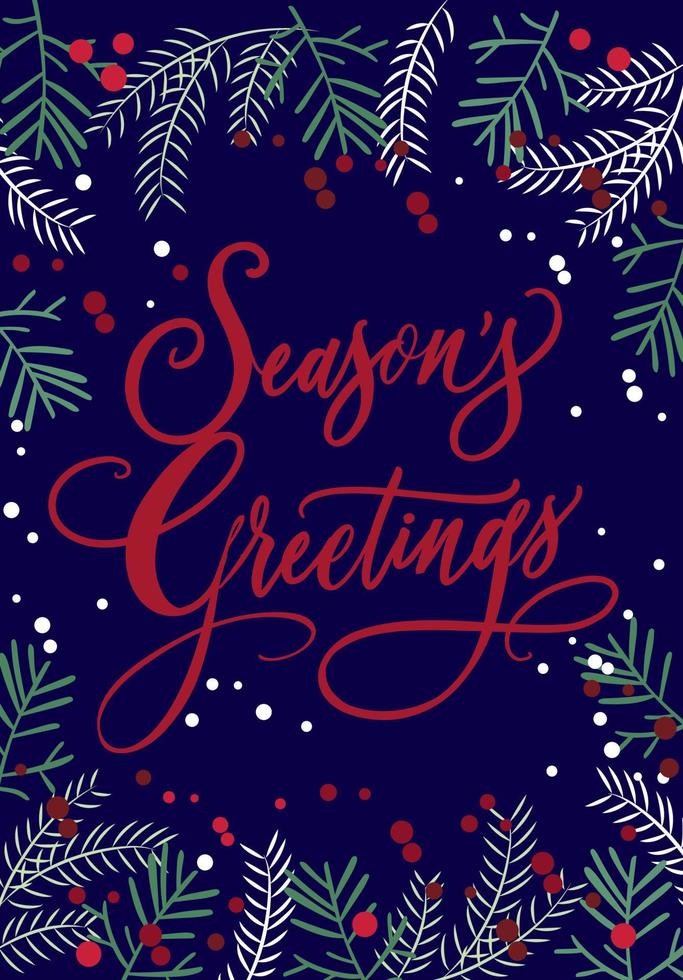 design de capa de cartão de natal com texto 'saudações da temporada' vetor