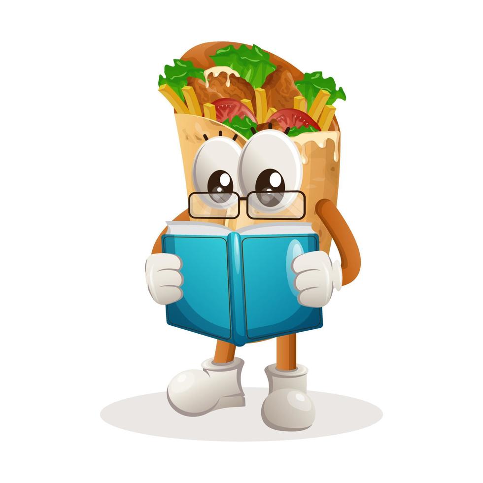 mascote de burrito fofo lendo um livro vetor