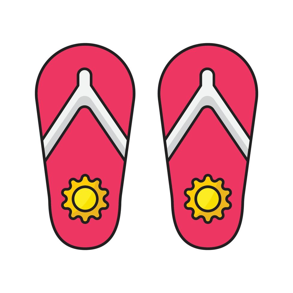 ícone de cor de contorno de sandálias de praia vetor