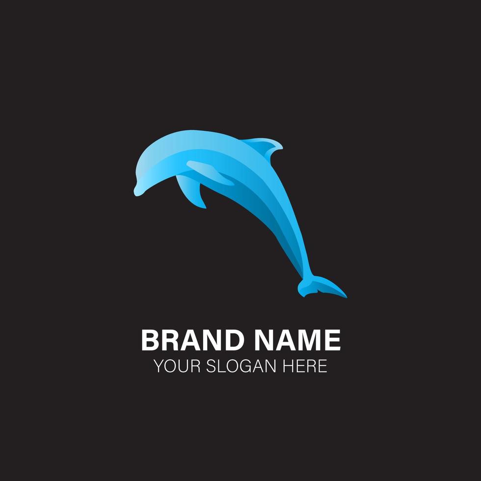 logotipo de golfinho gradiente azul vetor