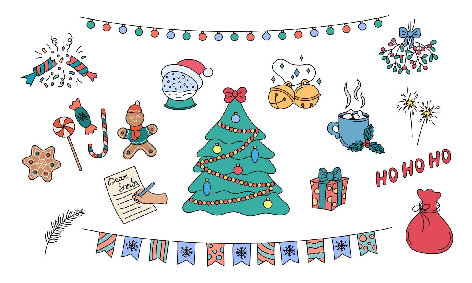 Conjunto De Ilustração Em Vetor Elemento Natal Como Jingle Bell De