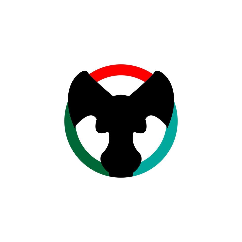 cabeça de raposa preta em um ícone de círculo vetor