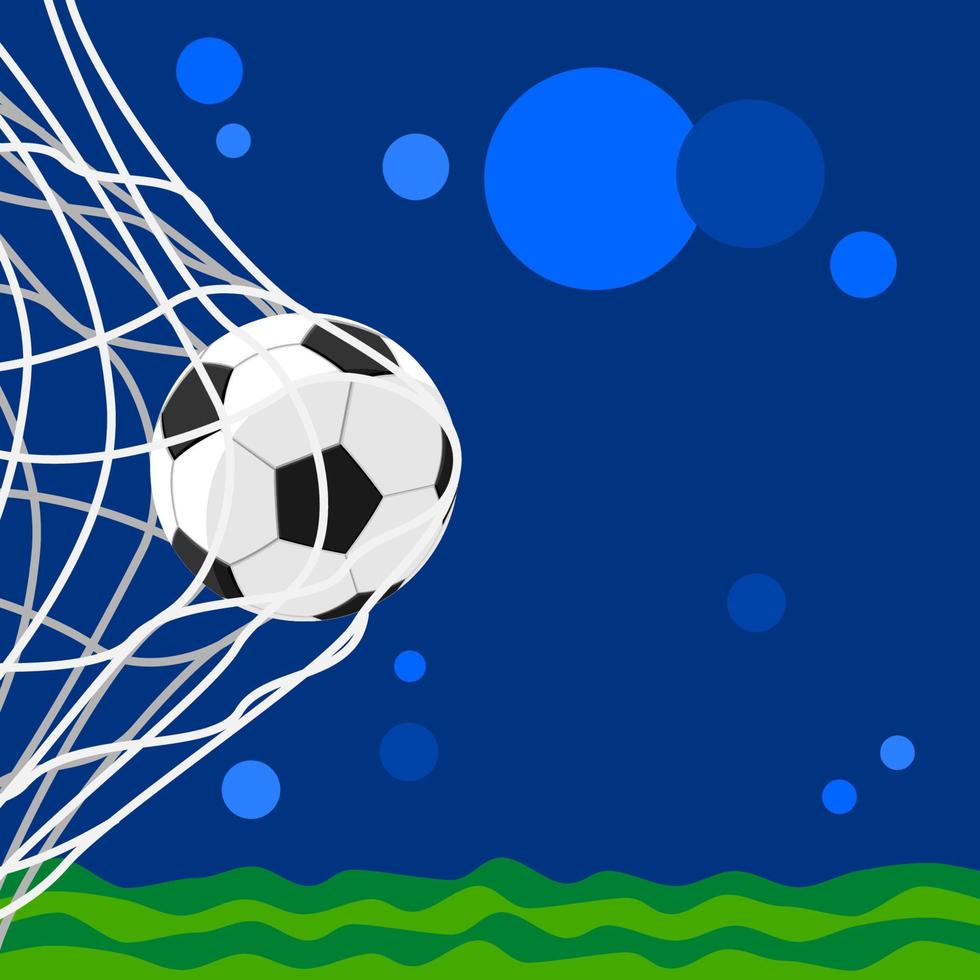 Plano de fundo do gol de futebol. banner de futebol com bola na rede e  lugar para texto, jogo de esporte e corte de campeonato de futebol.  conceito de ilustração vetorial de