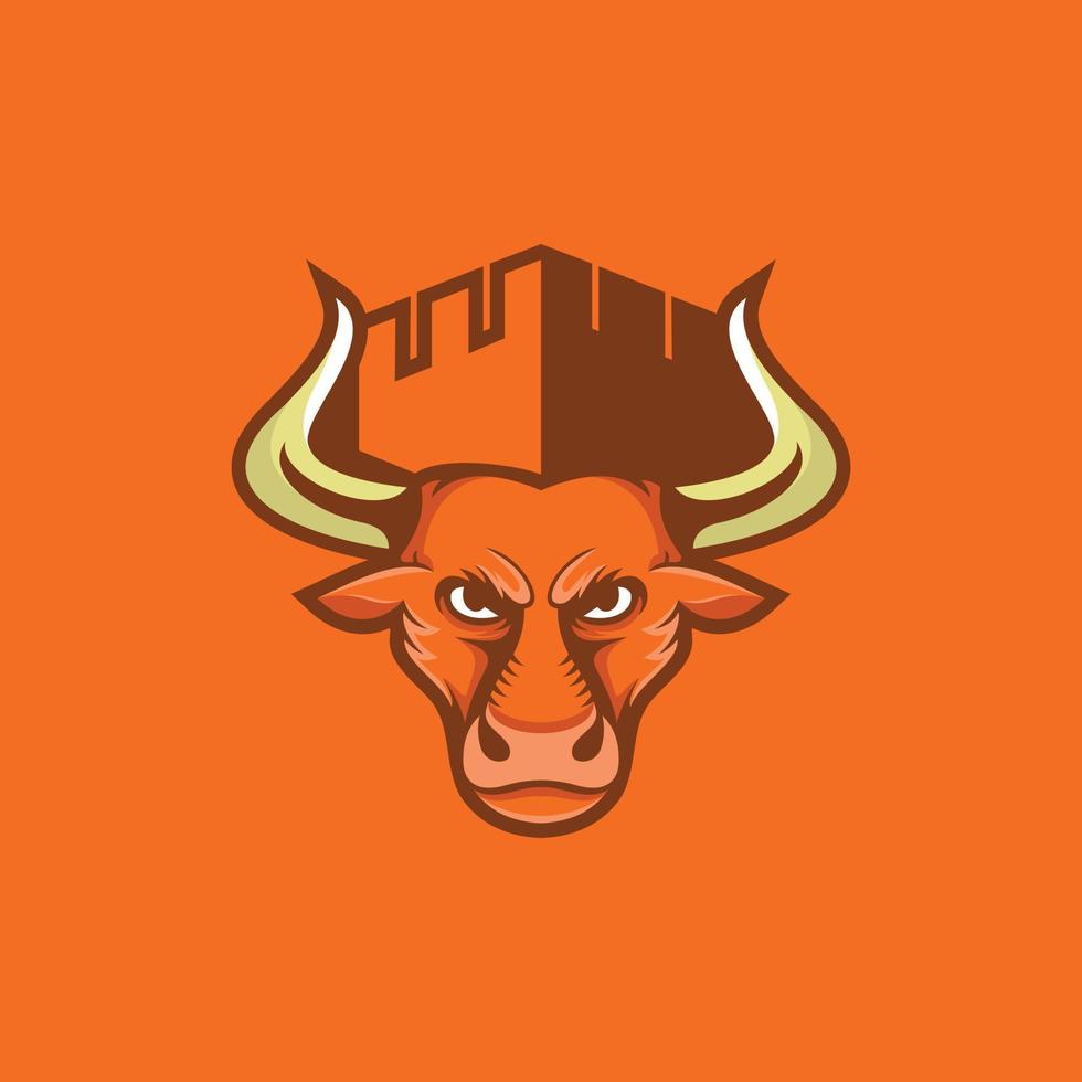 logotipo criativo de ilustração de castelo de touro vetor