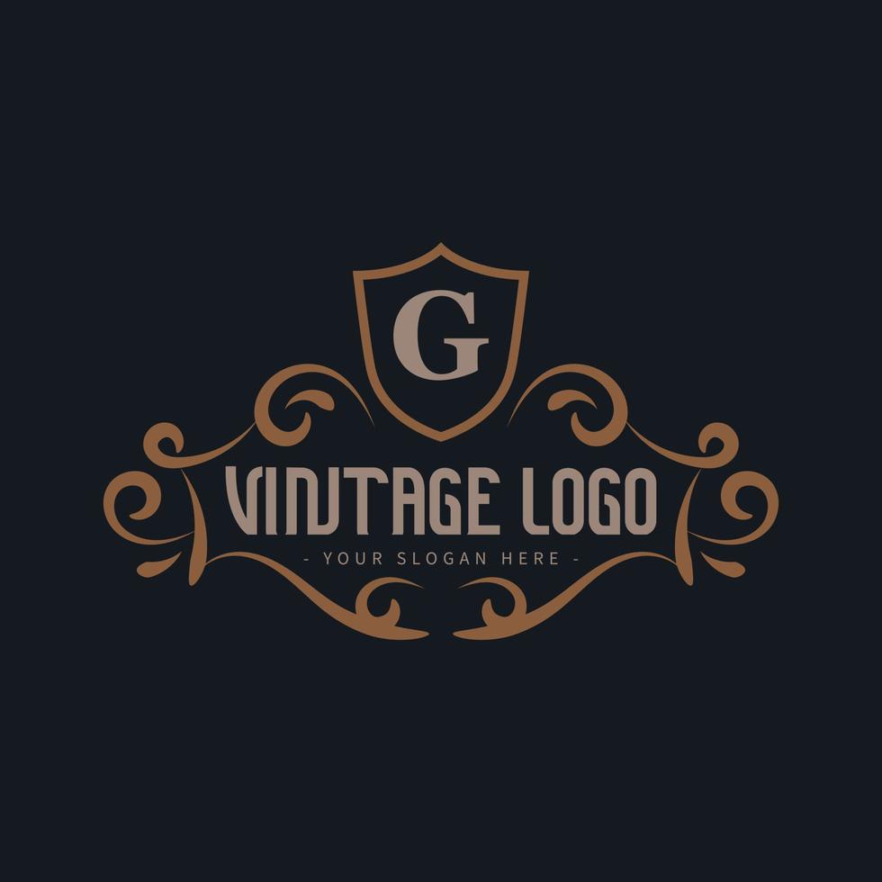 modelo de logotipo vintage ou estilo de logotipo retrô com cor elegante vetor