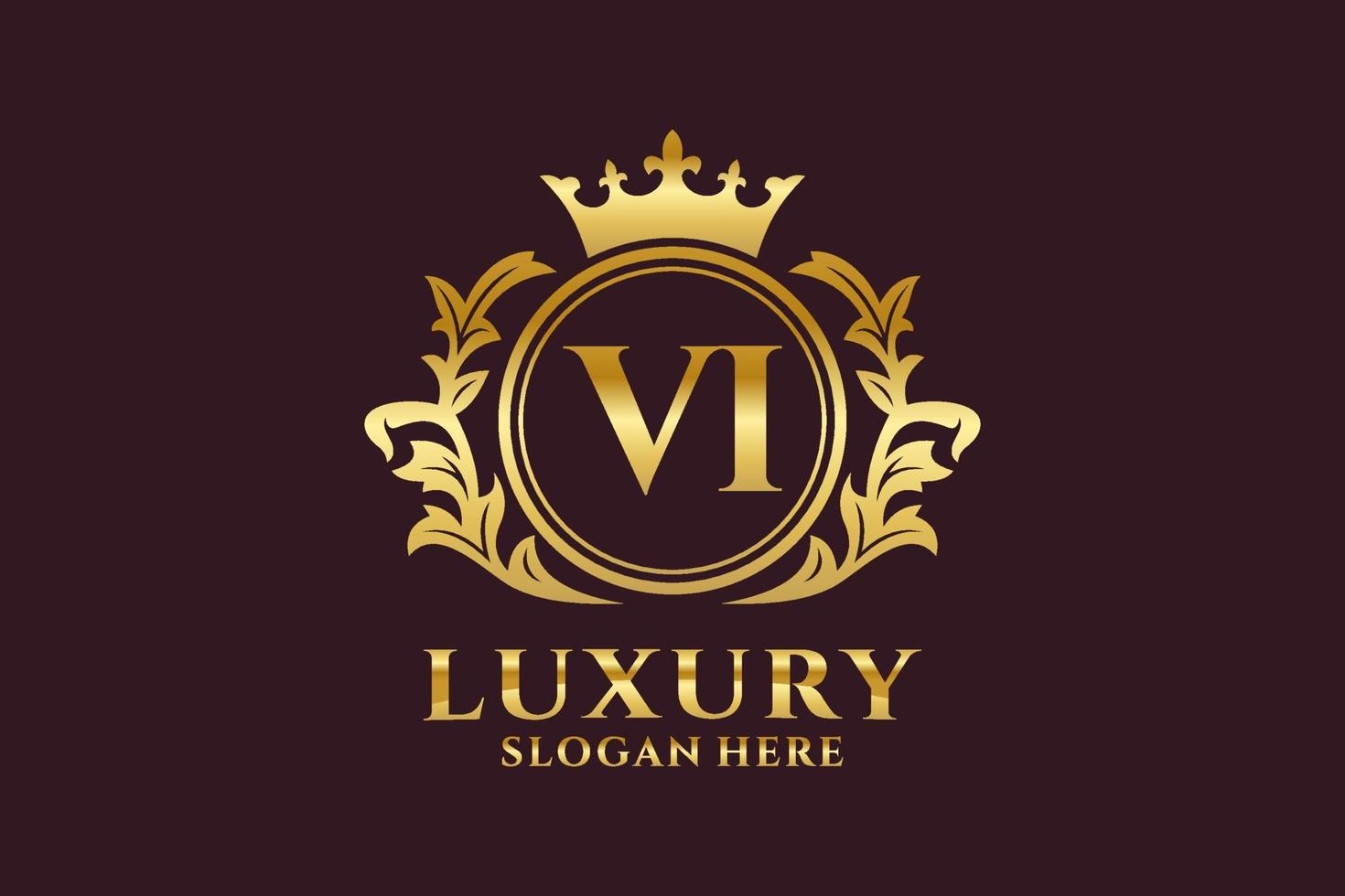 inicial vi carta modelo de logotipo de luxo real em arte vetorial para projetos de marca de luxo e outras ilustrações vetoriais. vetor