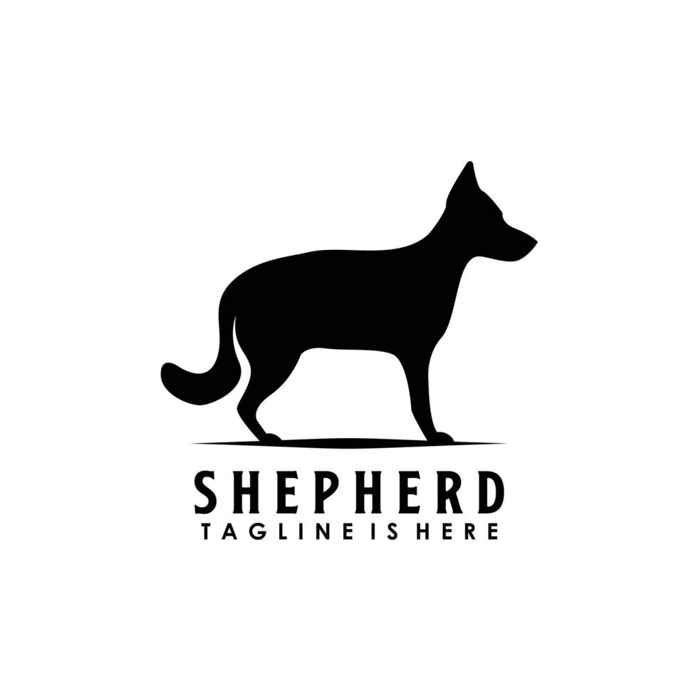 vetor de design de logotipo de silhueta de cão pastor alemão