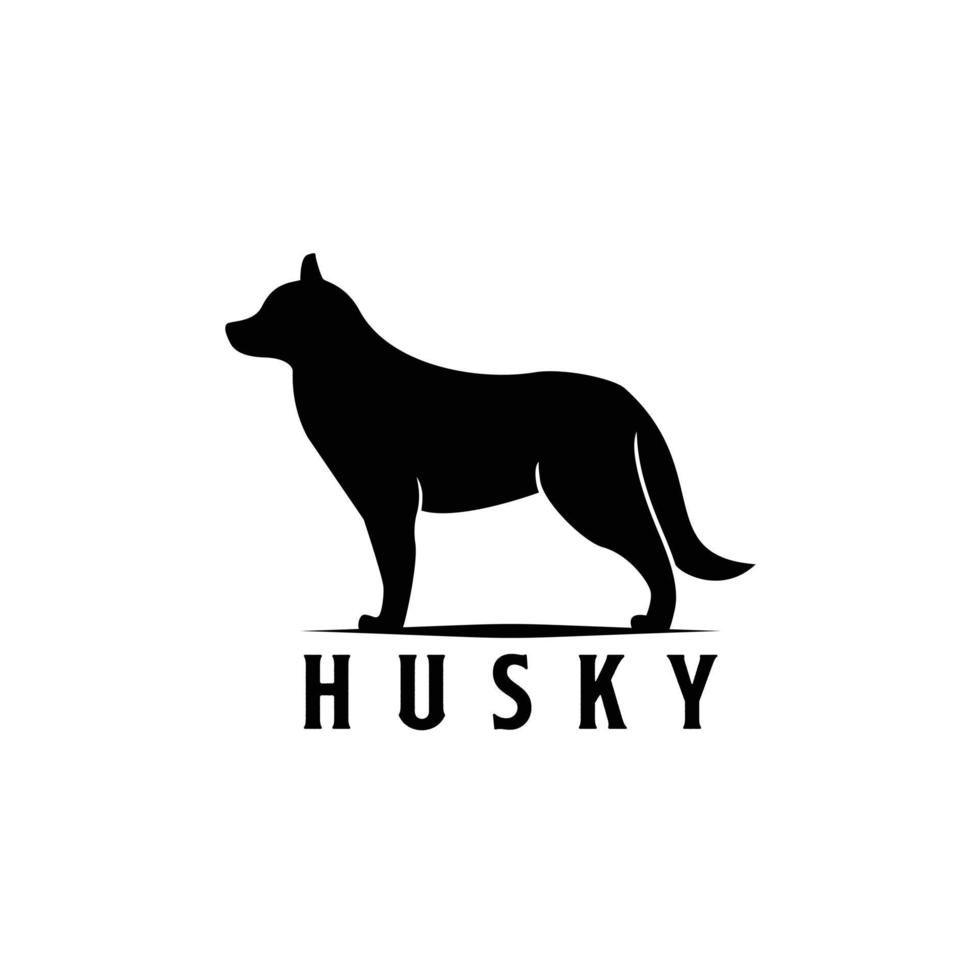 vetor de design de logotipo de silhueta de cachorro husky