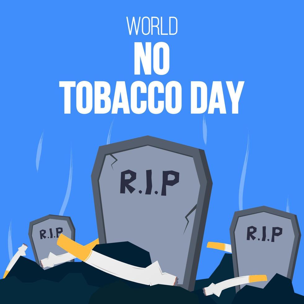 mundo sem ilustração vetorial de dia do tabaco. morte de fumar cigarro vector design