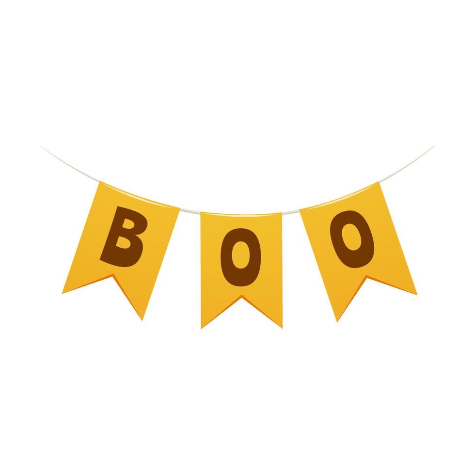 guirlanda de bandeiras com texto boo. decoração de férias para festa de halloween. ilustração vetorial vetor