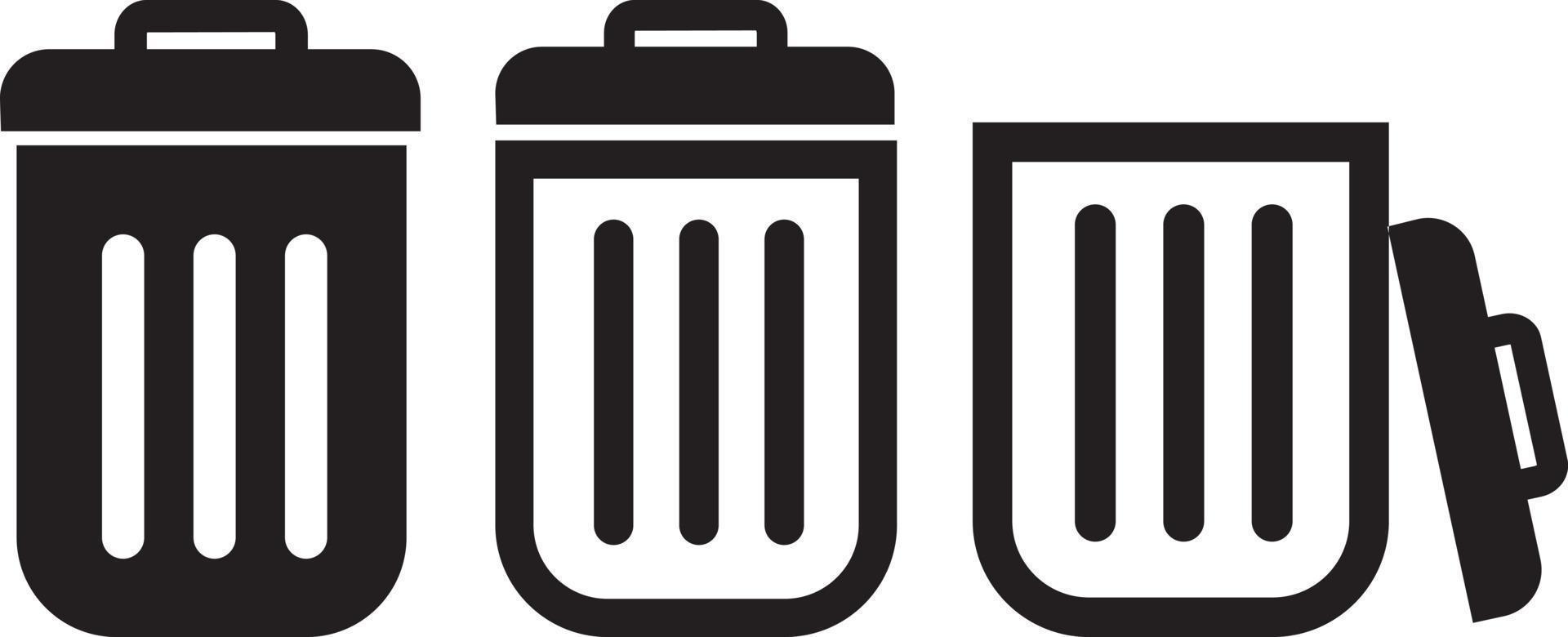 cesto de lixo. ícone de lixeira. ícone de lixo do escritório. ícone da lixeira. lata de lixo, lata de lixo, ícone da lixeira vetor
