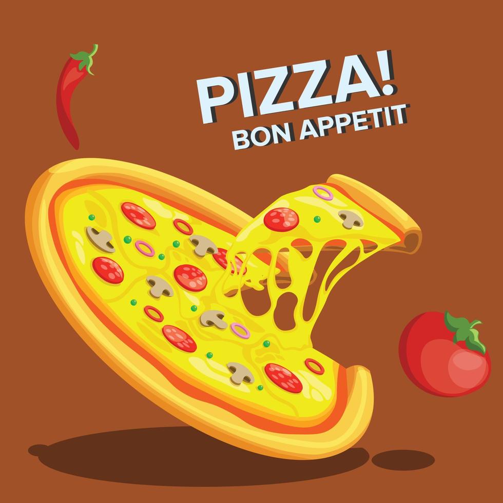 conceito de ilustração de pizza adequado para banner, estoque, adesivo, página de destino da web, folheto vetor
