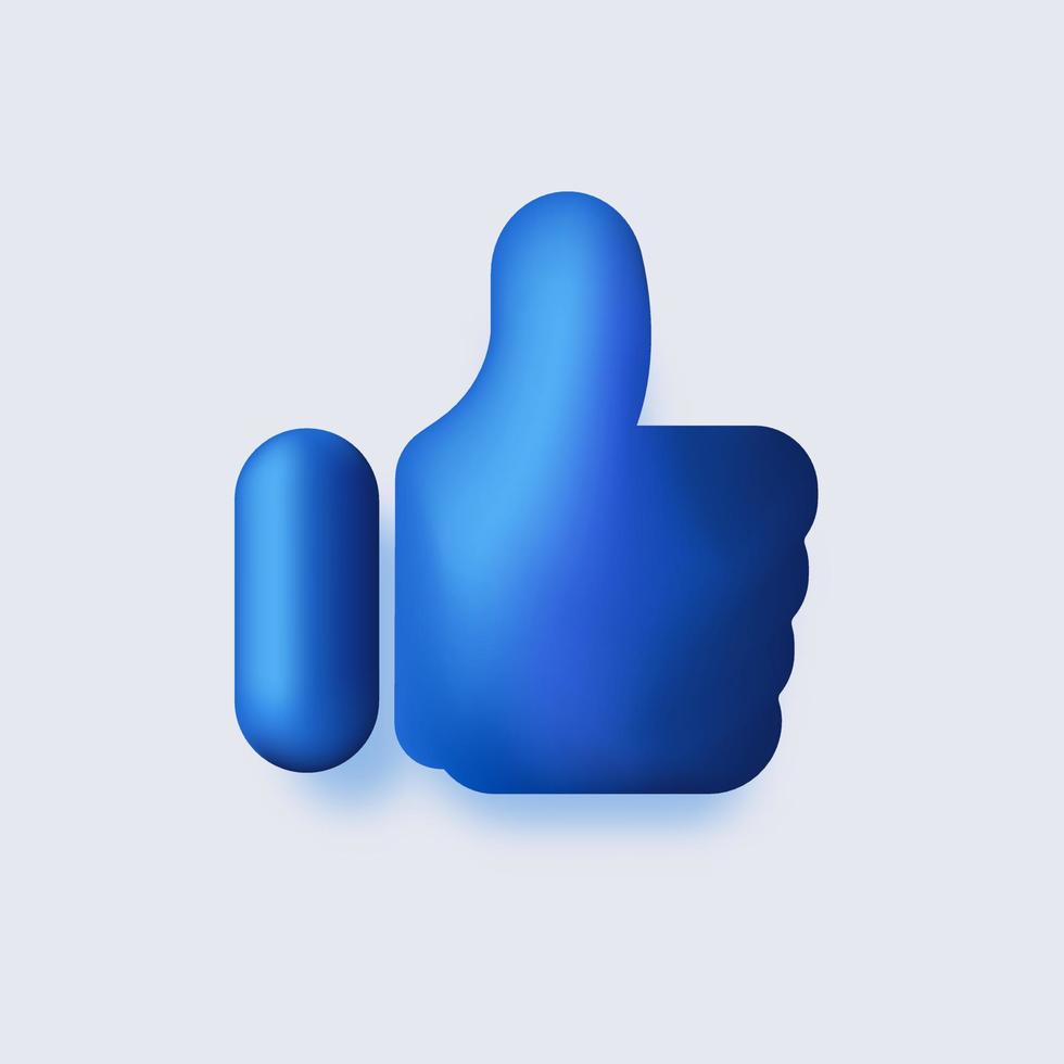 volumétrico como 3d. polegar azul levantou aprovação no voto de marketing de redes sociais com comentários bem-sucedidos super informações com envio obrigatório de usuários de vetor on-line gesto bom excelente.