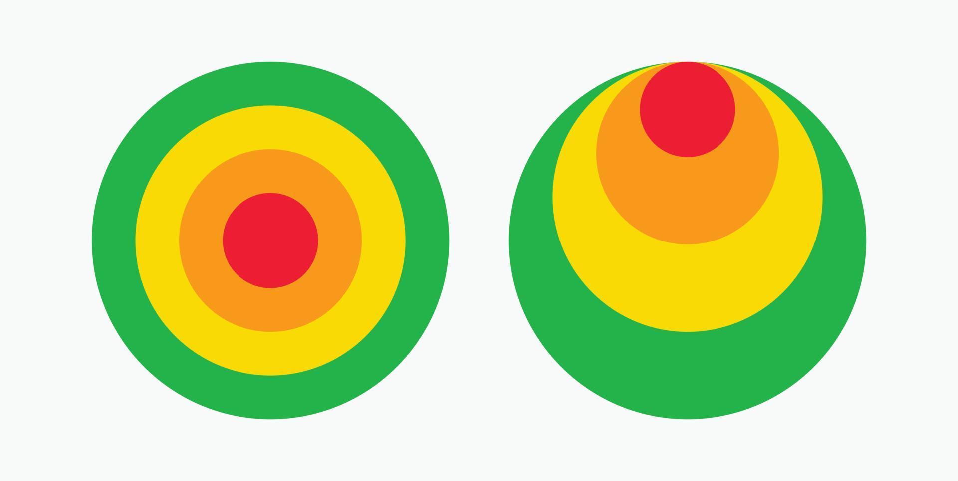 diagrama de círculo. gráfico de pizza com transição de cor de vermelho para verde infográfico dados e estatísticas apresentação símbolo de marketing de cores com estrutura vetorial criativa. vetor
