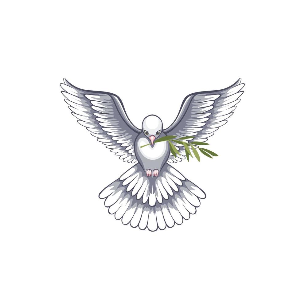 uma pomba com um ramo de oliveira é um símbolo de paz. vetor
