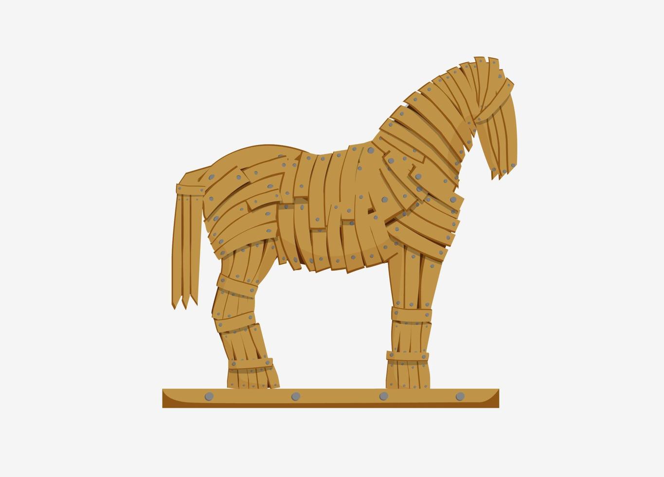 ilustração de cavalo de tróia. mythicaln estátua cavalo decepção militar tropas gregas monumento ao truque histórico guerra penetração imperceptível inflição de danos vetoriais tangíveis. vetor