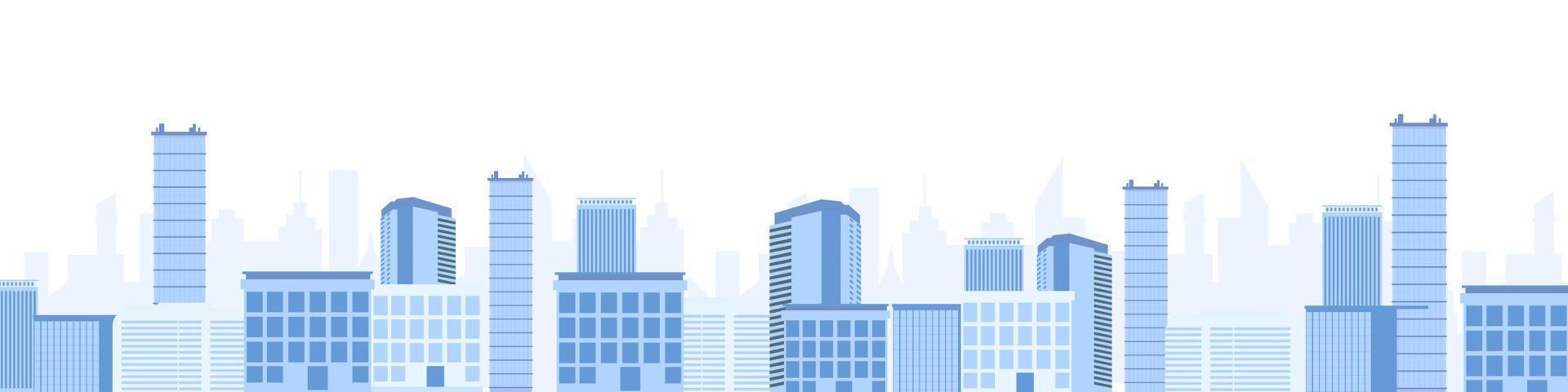 paisagem da cidade com arranha-céus. metrópole moderna com edifícios industriais e residenciais azuis vetor
