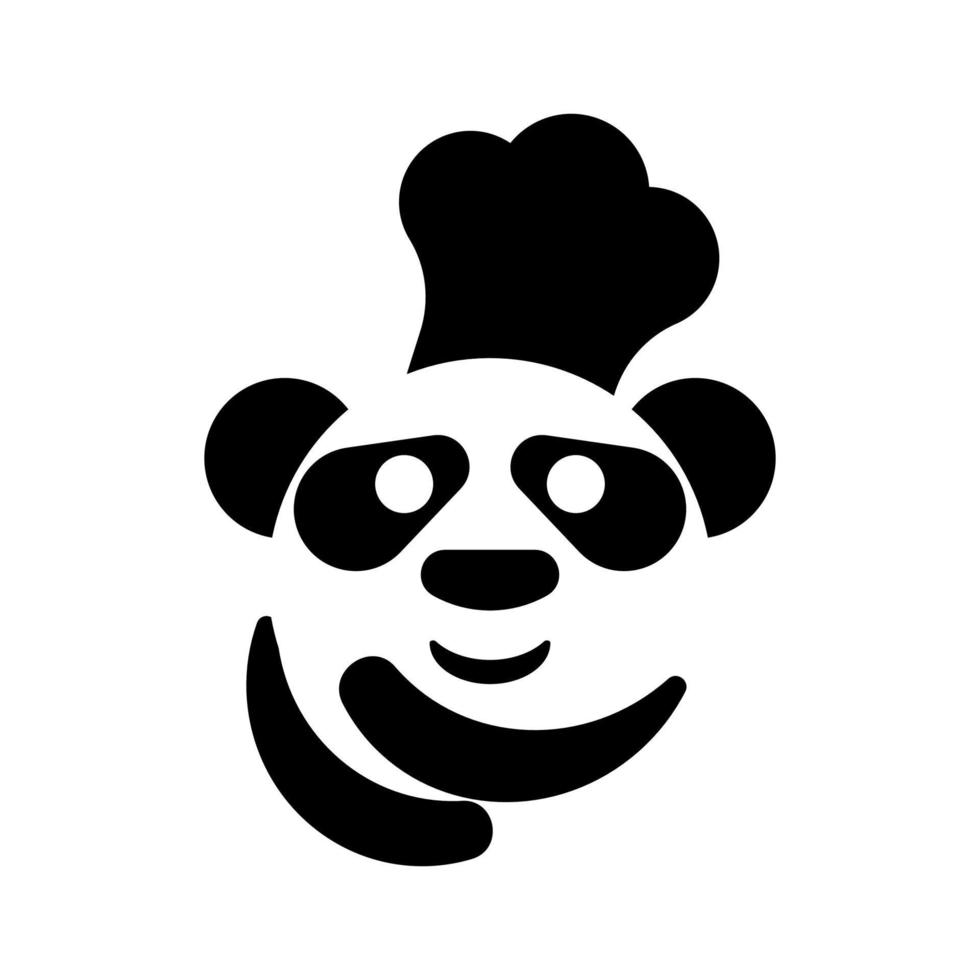 ícone do logotipo do chef panda fofo vetor