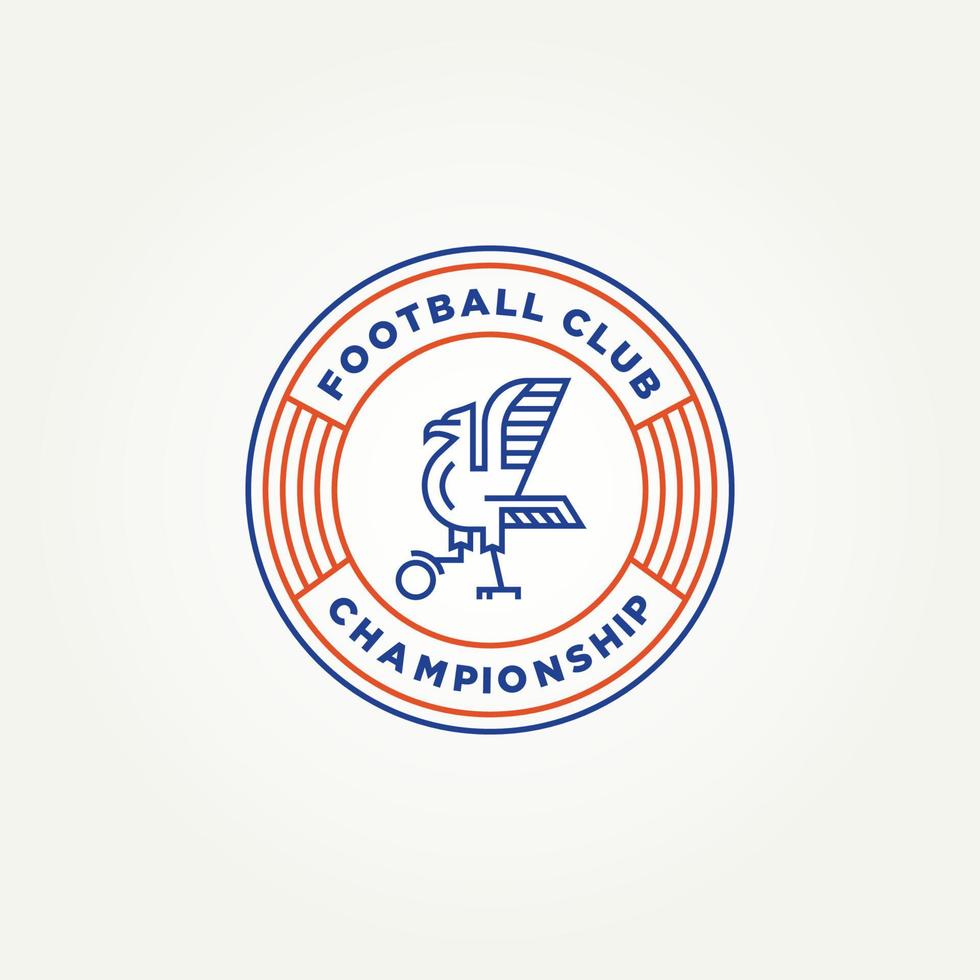 futebol minimalista clube de futebol emblema emblema linha arte ícone logotipo modelo ilustração vetorial design. mascote de águia moderna simples para um logotipo de time de futebol vetor