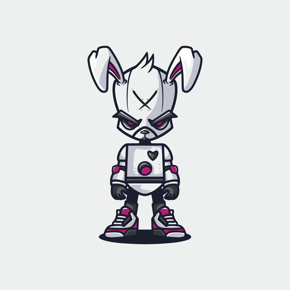 logotipo de personagem de vetor robótico de coelho
