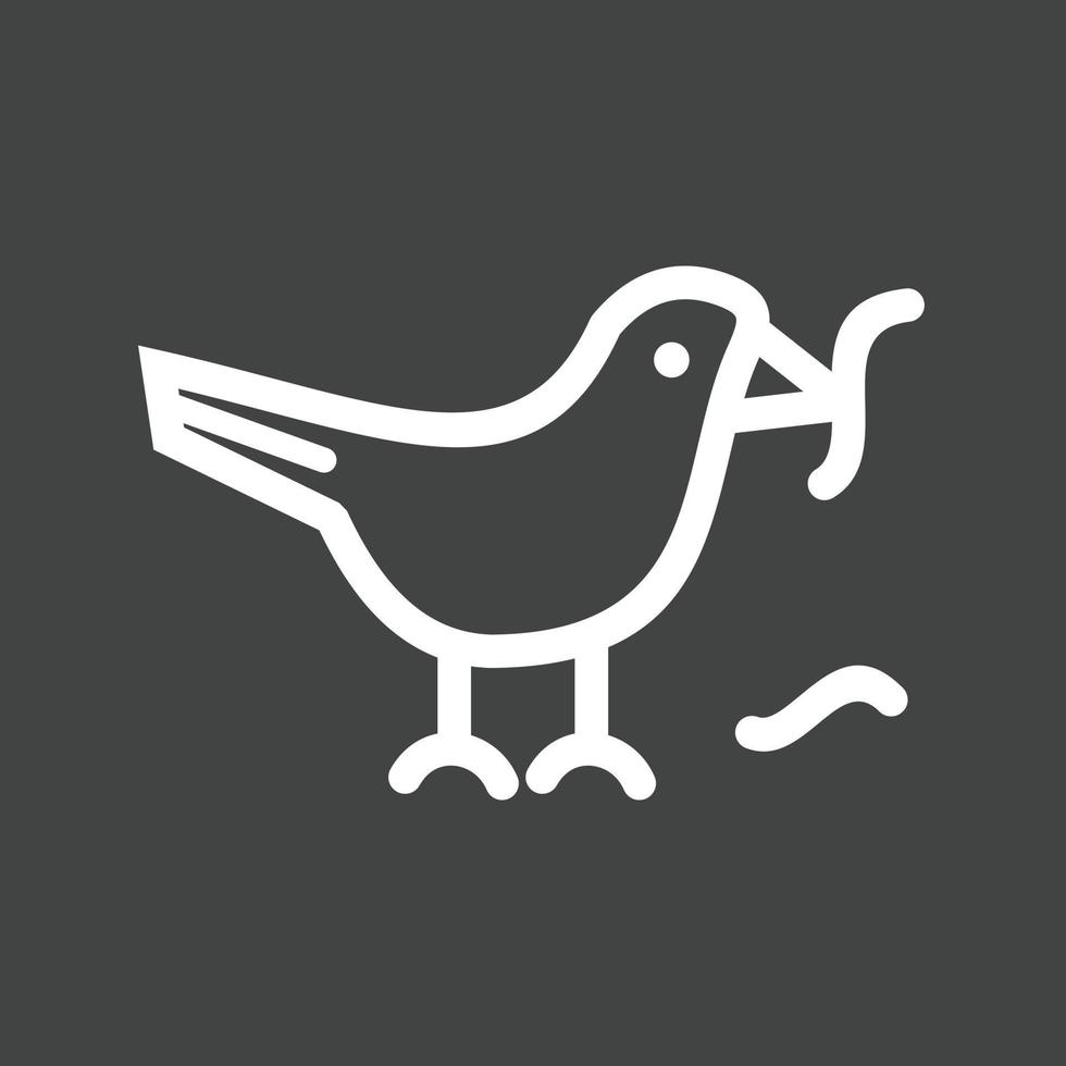 ícone invertido de linha de minhoca comendo pássaro vetor