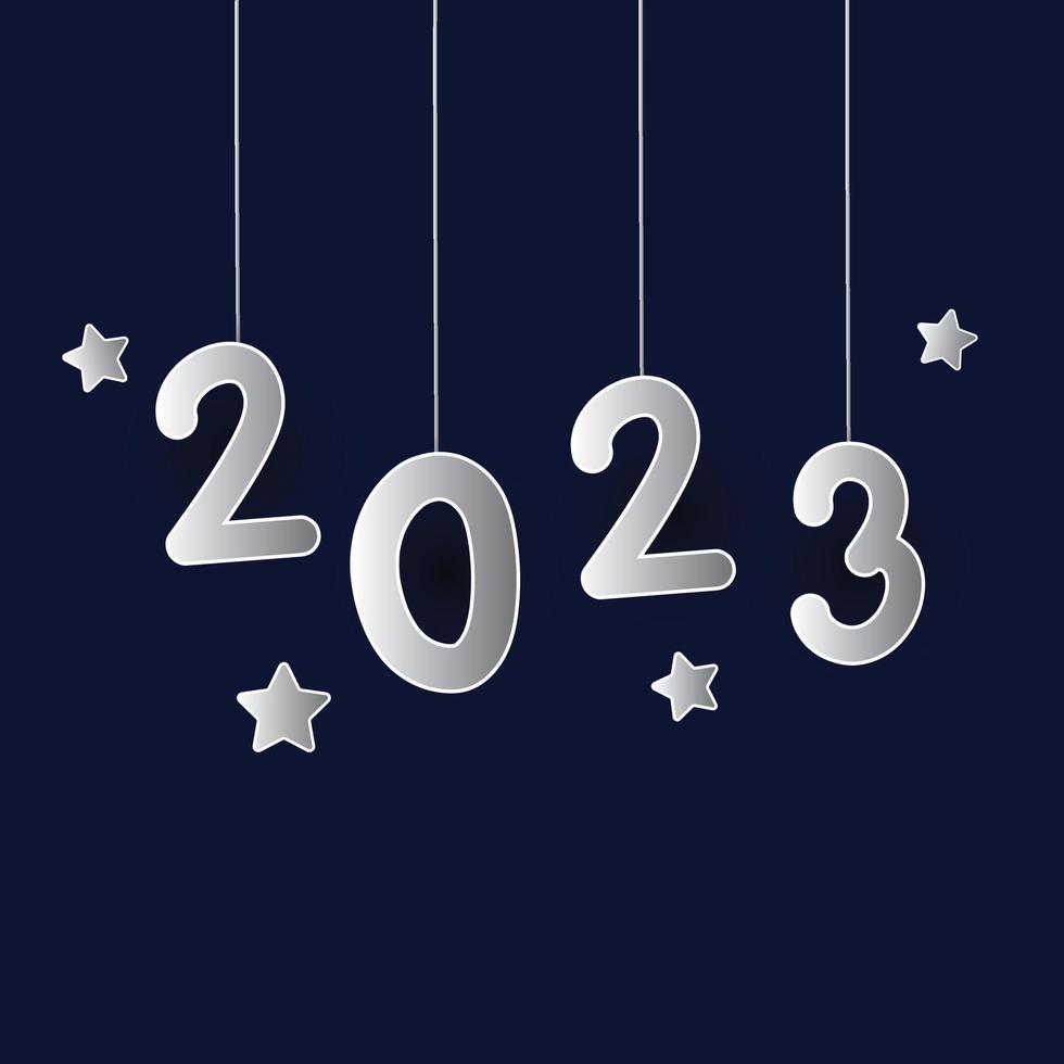 feliz ano novo 2023 modelo quadrado. 2023 celebração do ano novo. ilustração vetorial com gradiente. vetor