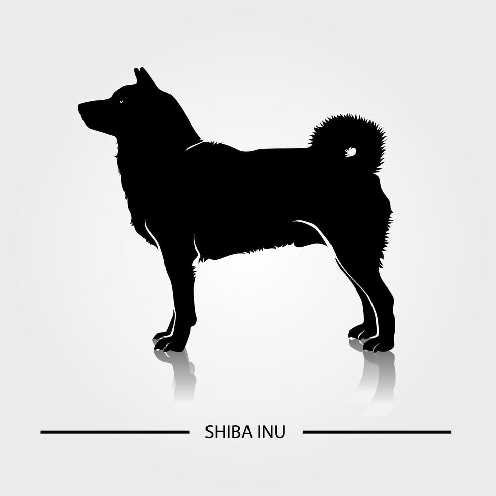 ilustração em vetor silhueta cão shiba inu.