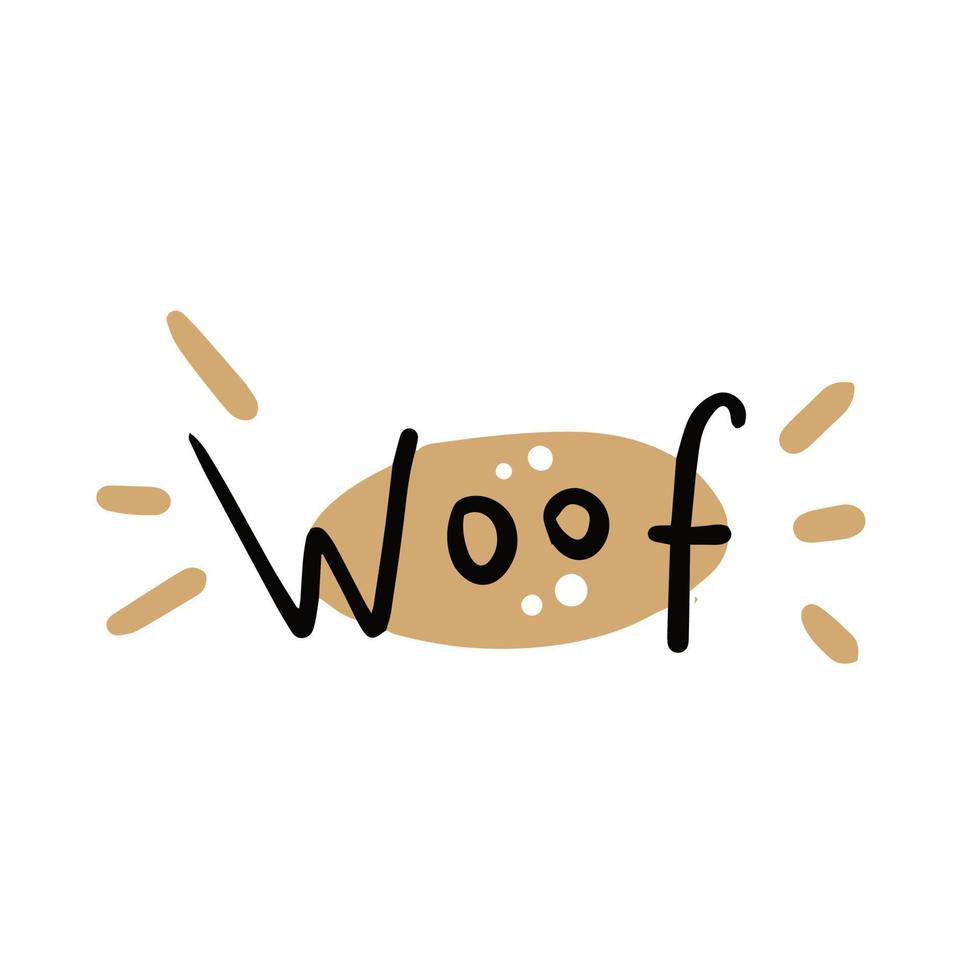 inscrição woof doodle vetor