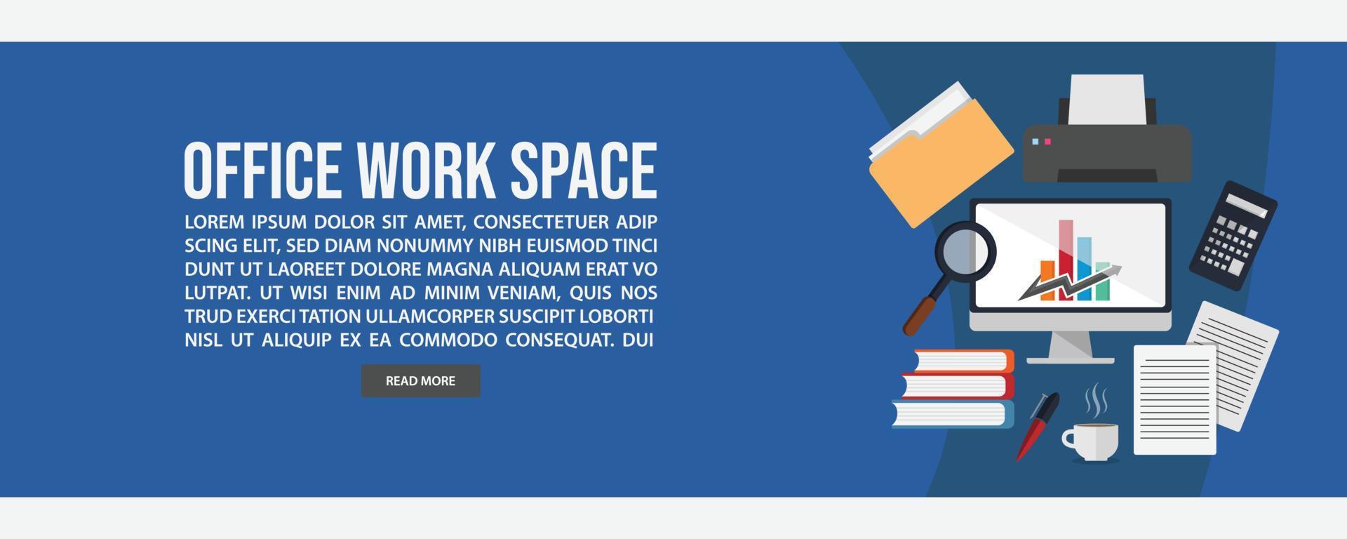 design de modelo de banner da web de espaço de trabalho vetor