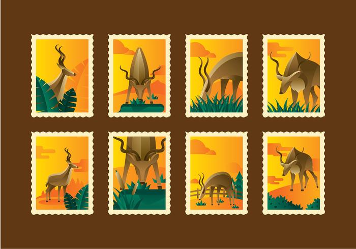 Retro Kudu Stamp Vectors Two