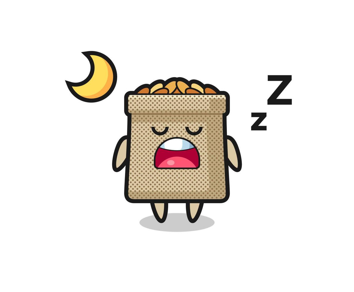 ilustração de personagem de saco de trigo dormindo à noite vetor