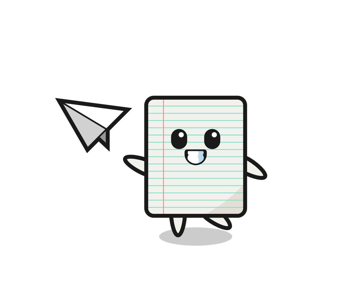 personagem de desenho animado de papel jogando avião de papel vetor