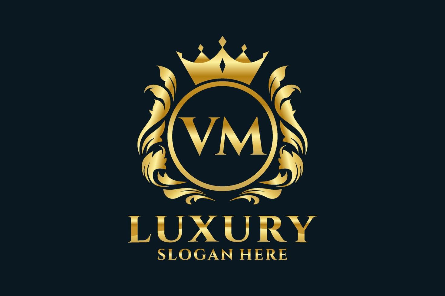 modelo de logotipo de luxo real carta inicial vm em arte vetorial para projetos de marca de luxo e outras ilustrações vetoriais. vetor