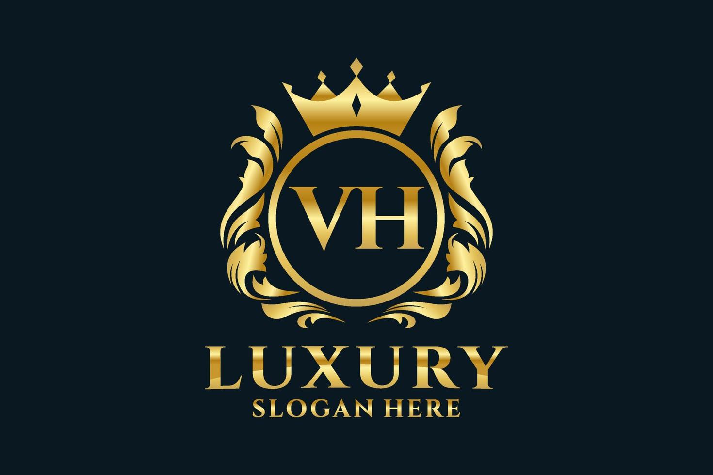 modelo de logotipo de luxo real carta inicial vh em arte vetorial para projetos de marca de luxo e outras ilustrações vetoriais. vetor