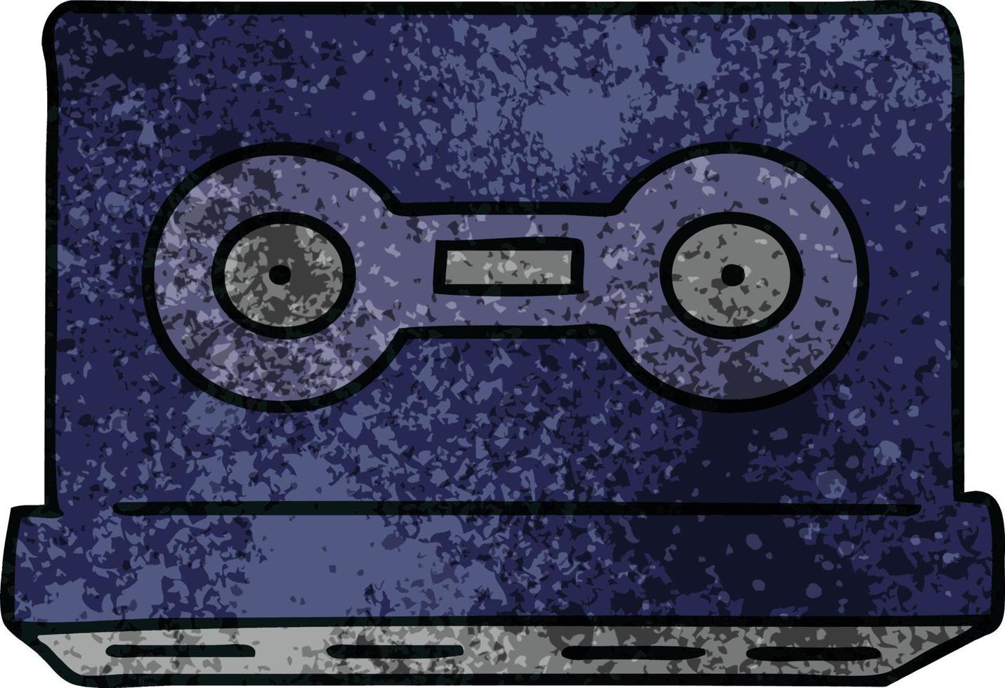 doodle de desenho texturizado de uma fita cassete retrô vetor