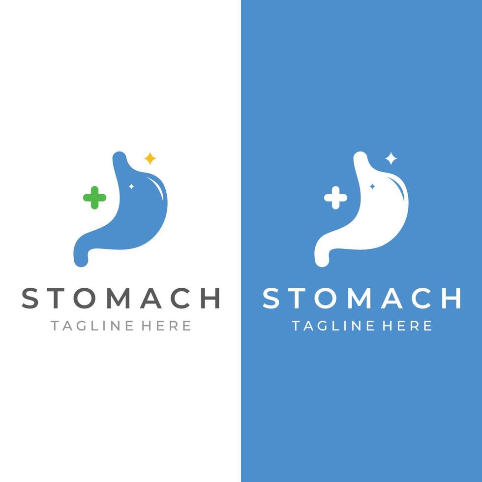 design de logotipo de modelo de saúde do estômago e cuidados com o estômago. sinal de logotipo para médico, negócios e branding. vetor