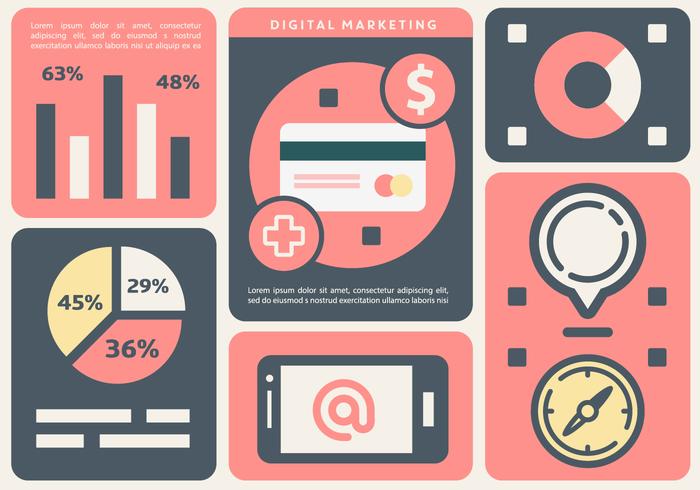 Ilustração de vetor de Flat Marketing digital grátis