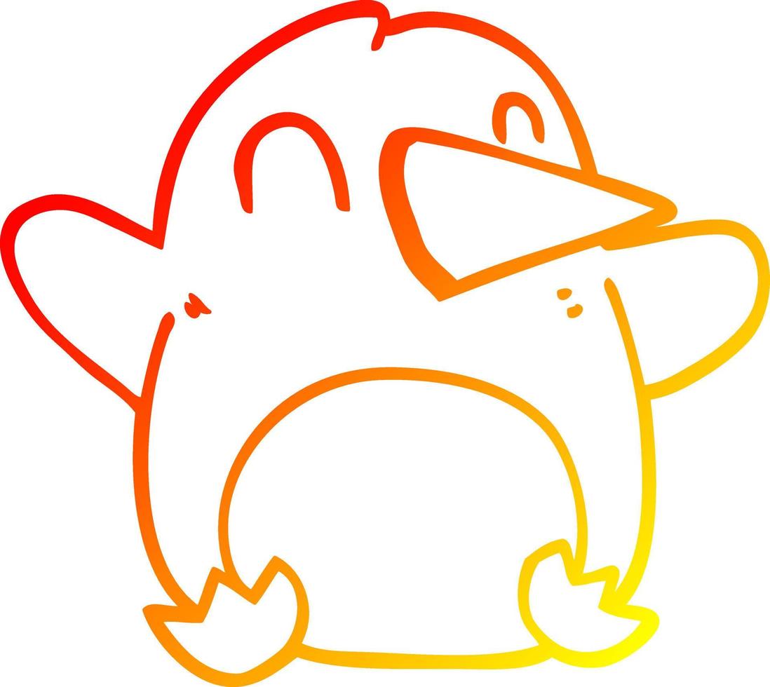 desenho de linha gradiente quente desenho animado pinguim de natal vetor