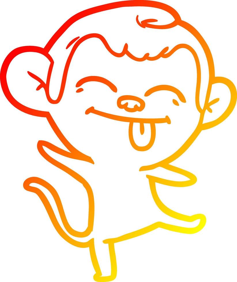 desenho de linha de gradiente quente desenho engraçado macaco dançando vetor