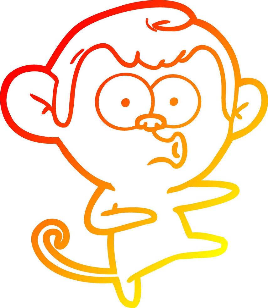 desenho de linha de gradiente quente desenho animado macaco dançando vetor