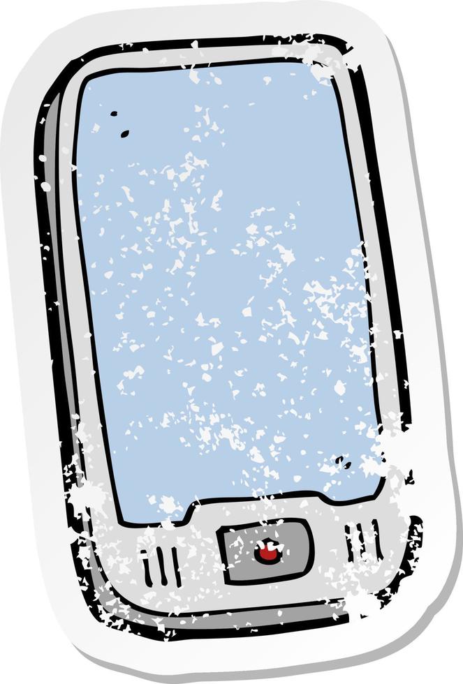 adesivo retrô angustiado de um tablet de computador de desenho animado vetor